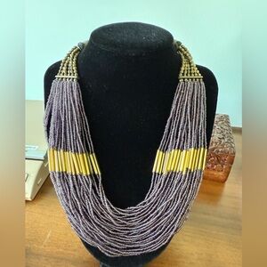 Purple and Gold Cascading Multi-Strand Necklace